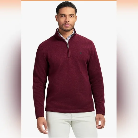 IZOD Thermosoft Quarter Zip Sweater Fleece‎ Pullover Red XL - Picture 2 of 5